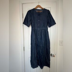NWT GAP Lace Denim Midi Dress Size Medium